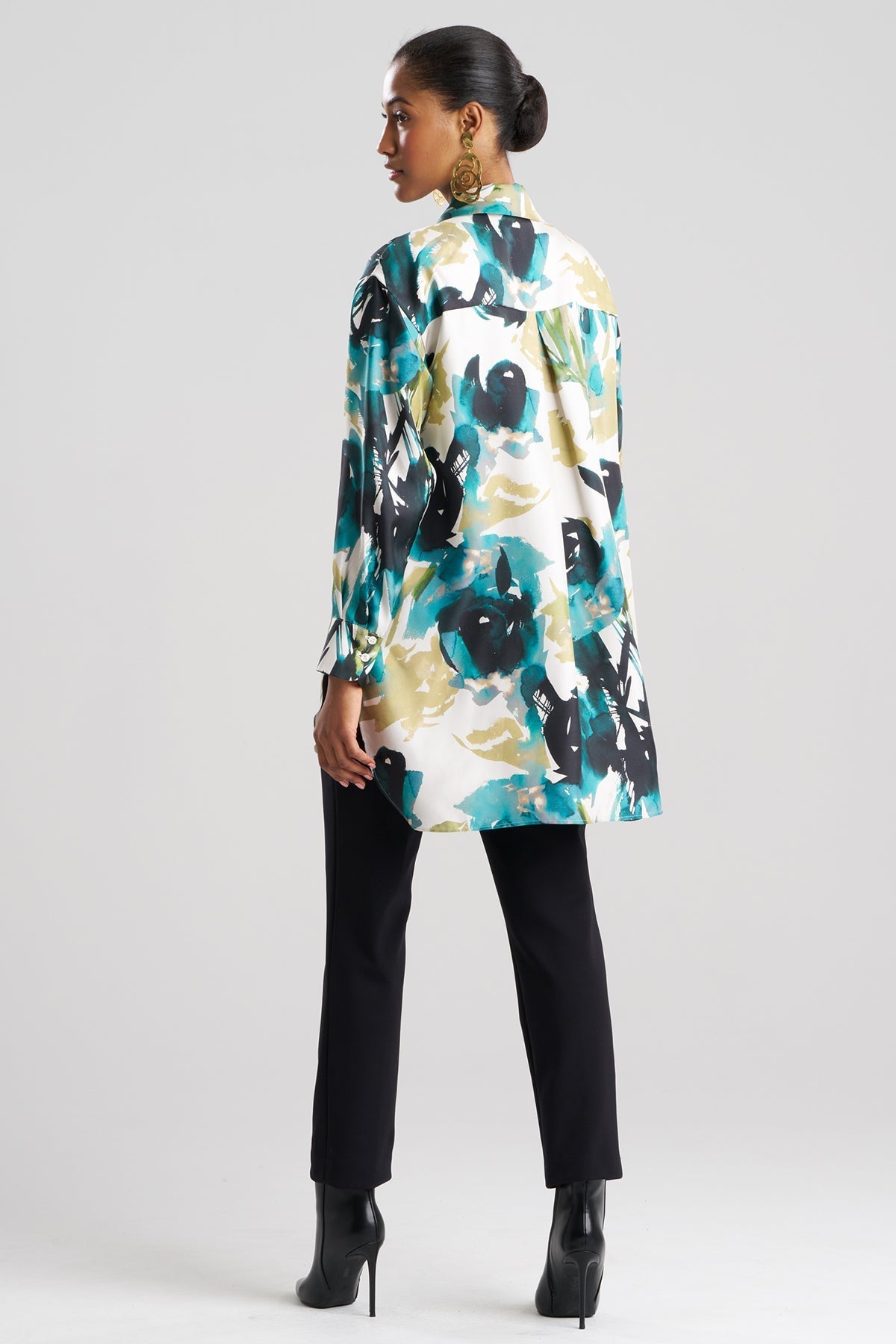 Natori Mira Silk Twill Oversized Shirt