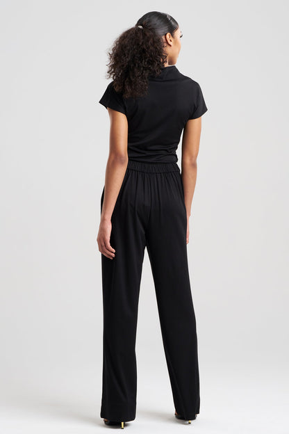 Natori Crepe Knit Wide Pull On Pants