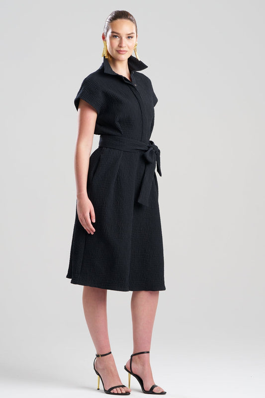 Natori Textured Cotton Jacquard Shirtdress