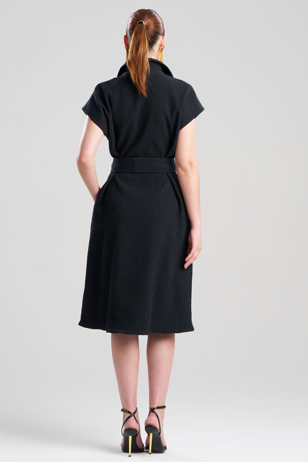 Natori Textured Cotton Jacquard Shirtdress