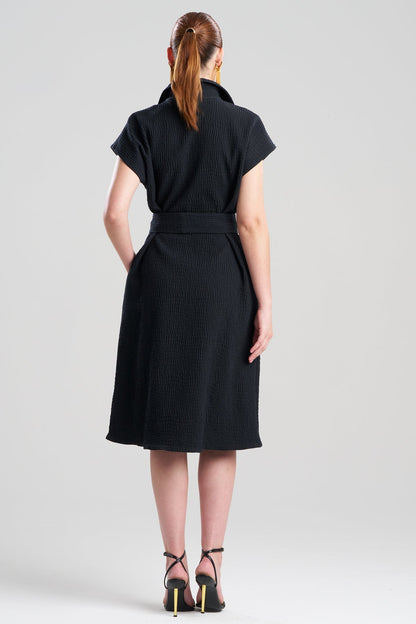 Natori Textured Cotton Jacquard Shirtdress