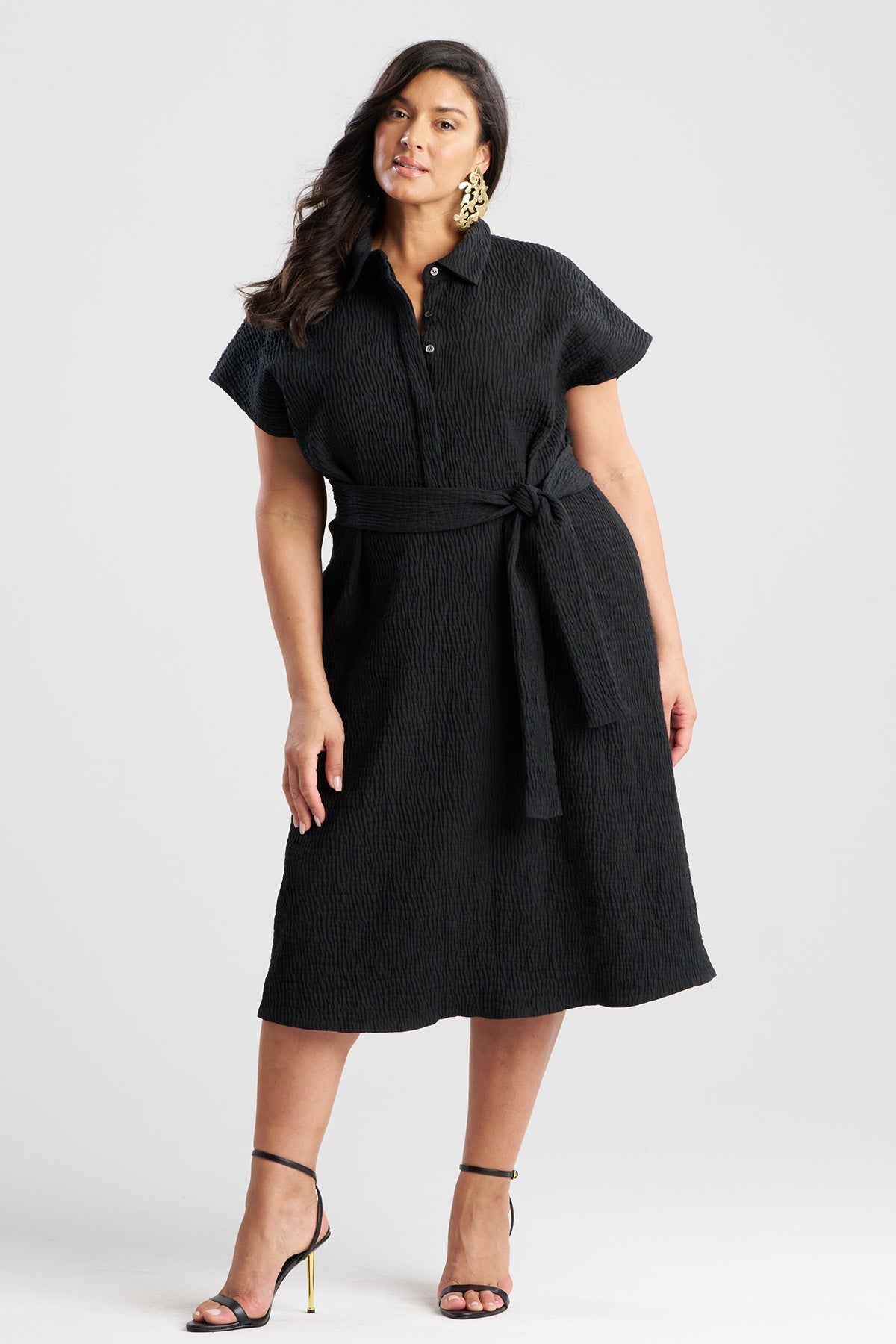Natori Textured Cotton Jacquard Shirtdress
