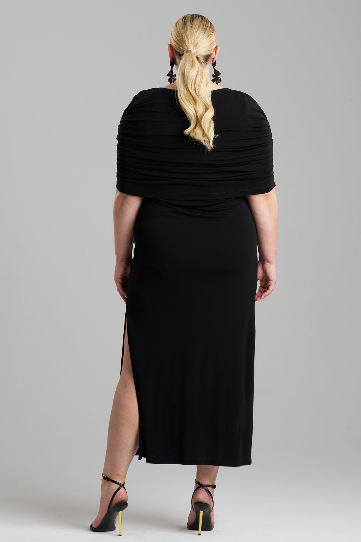 Natori Matte Jersey Rouched Shoulder Dress