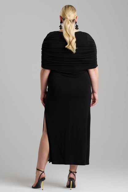 Natori Matte Jersey Rouched Shoulder Dress