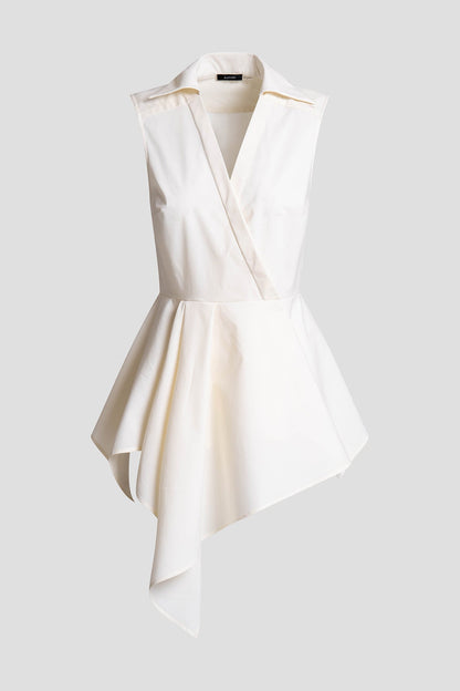 Natori Tech Cotton Taffeta Cascade Peplum Shirt