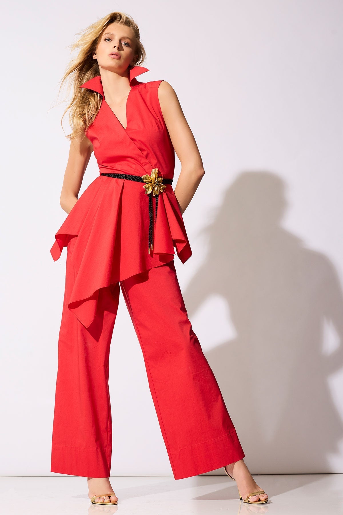 Natori Tech Cotton Taffeta Cascade Peplum Shirt
