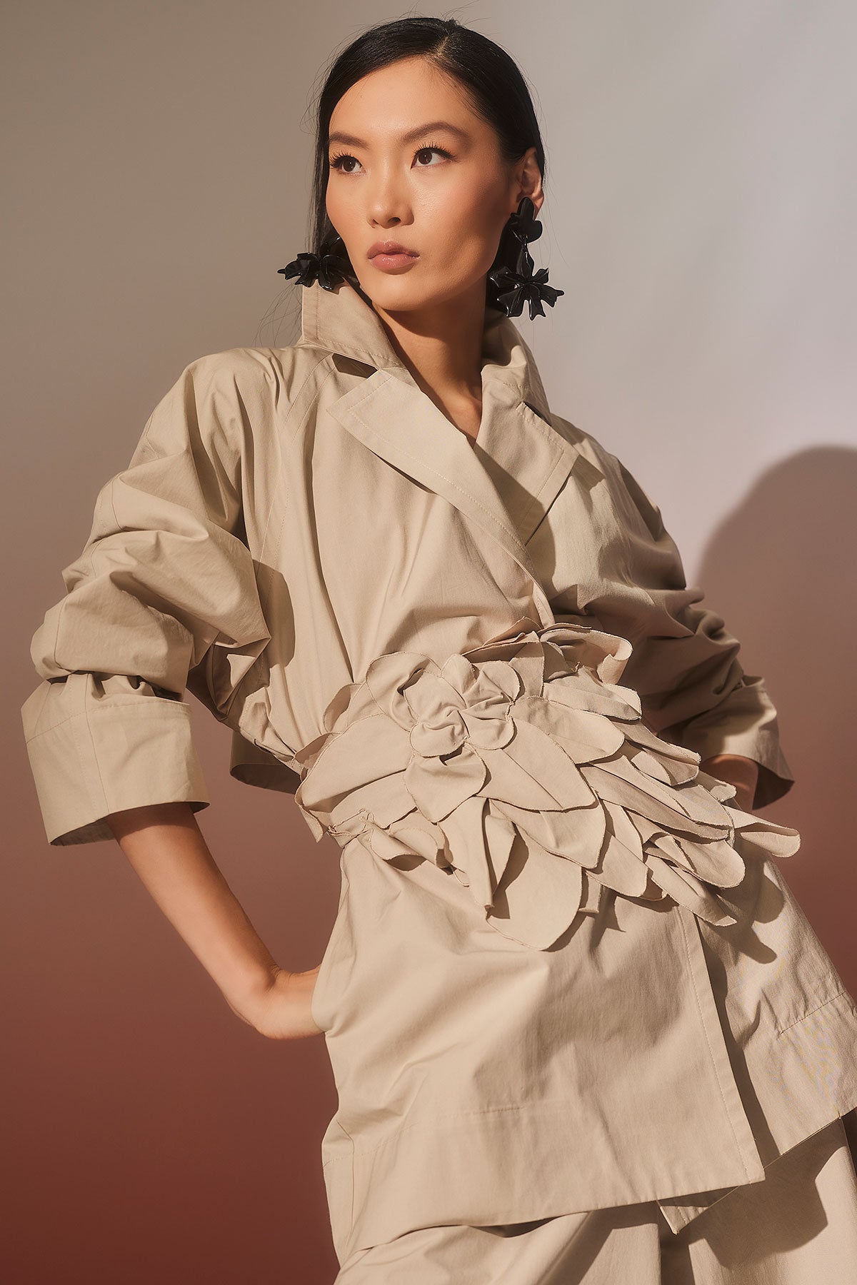 Natori Tech Cotton Taffeta Trench Coat