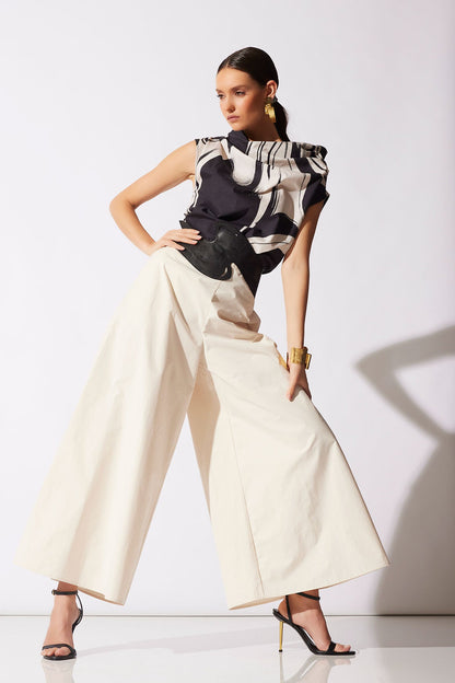 Natori Kaze Cotton Asymmetric Funnel Neck Top