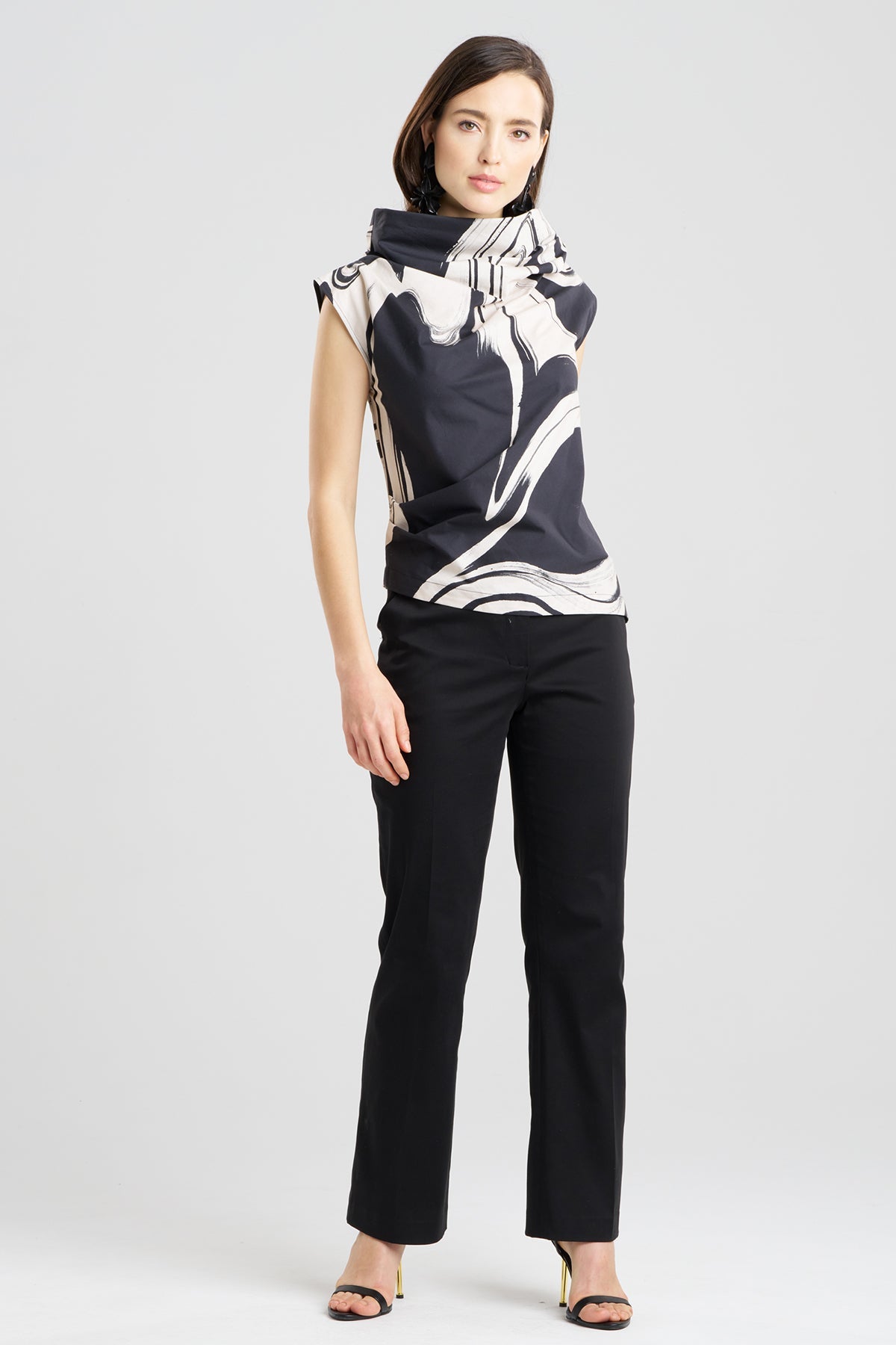 Natori Kaze Cotton Asymmetric Funnel Neck Top