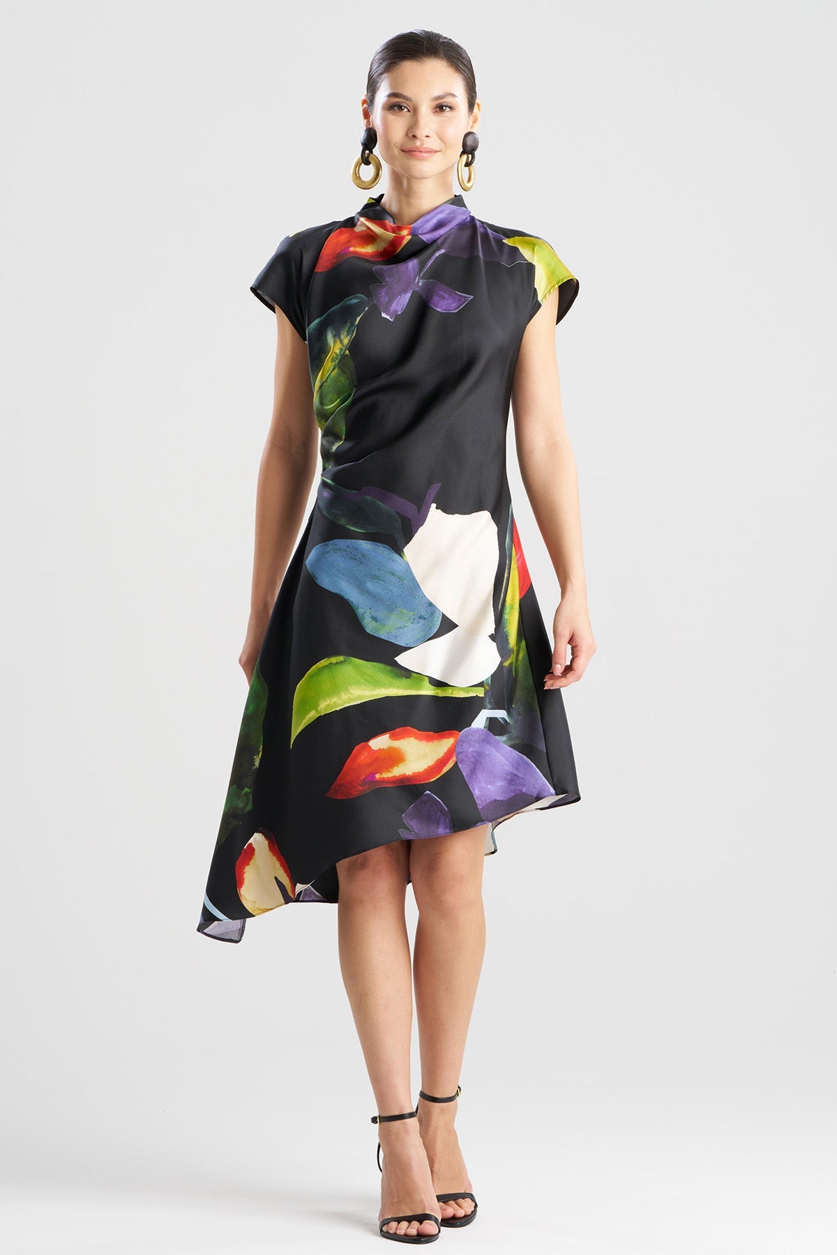 Natori Yoru Silk Twill Asymmetric Dress
