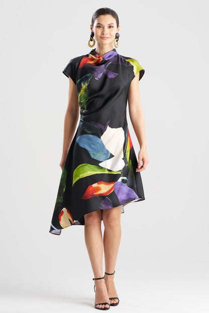 Natori Yoru Silk Twill Asymmetric Dress