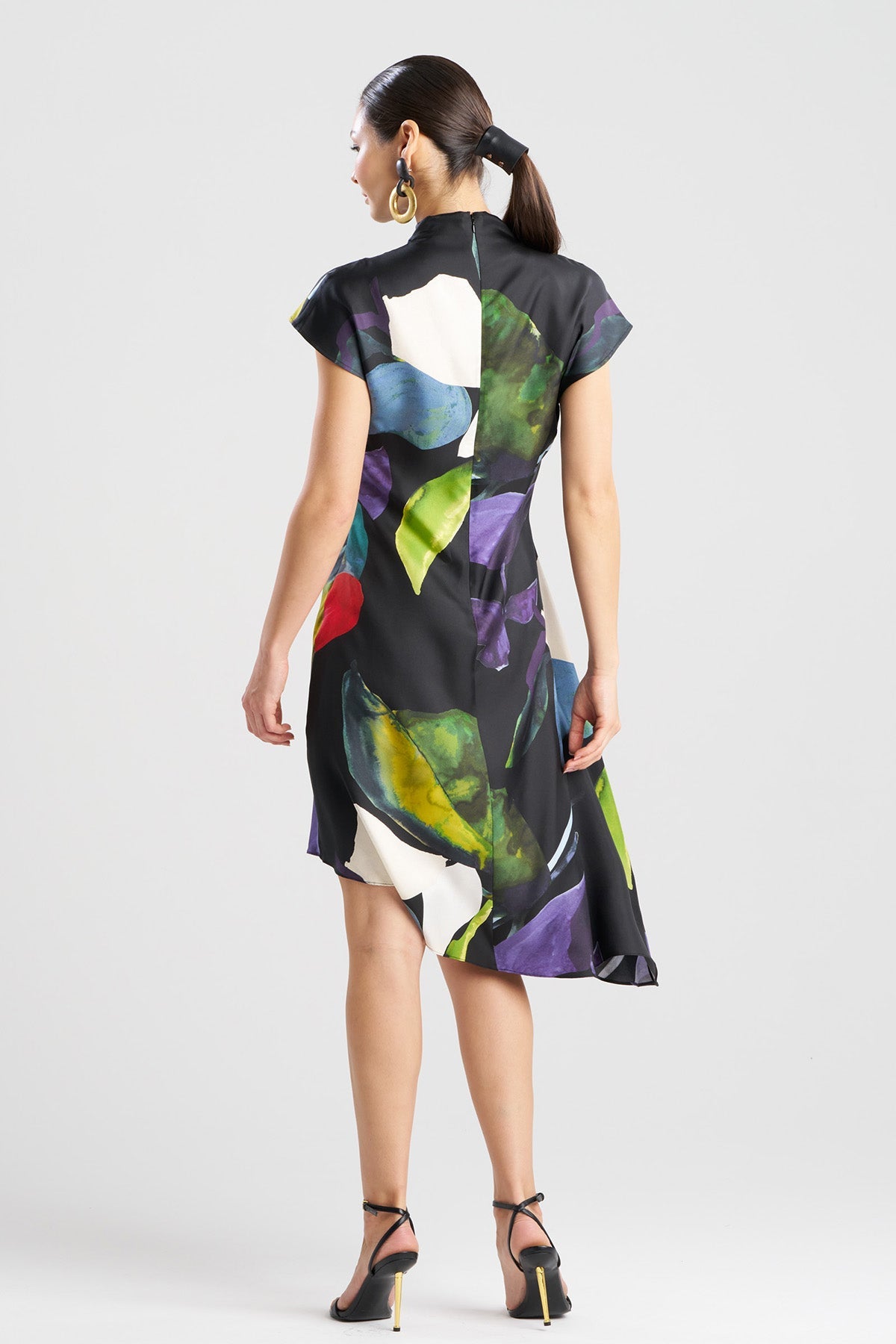 Natori Yoru Silk Twill Asymmetric Dress