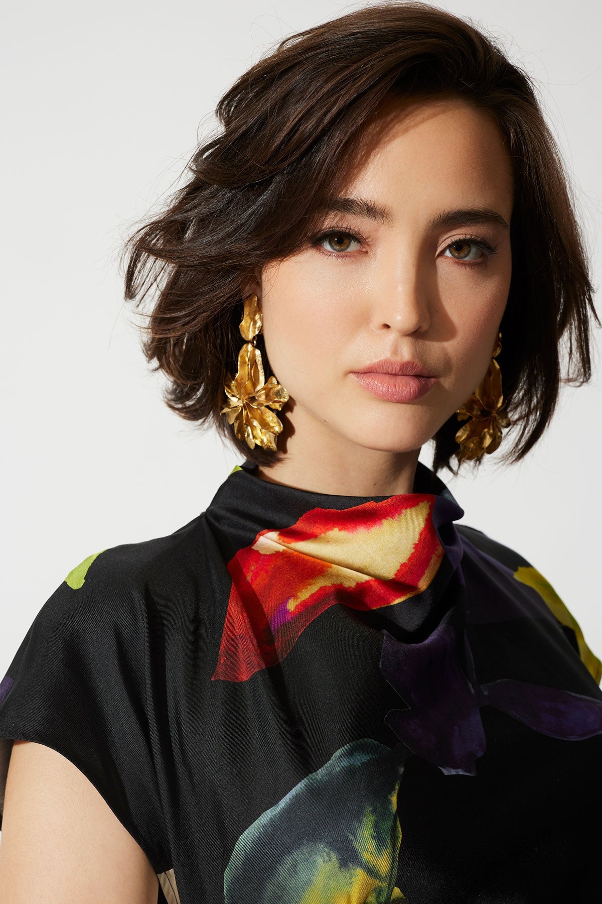 Natori Yoru Silk Twill Asymmetric Dress