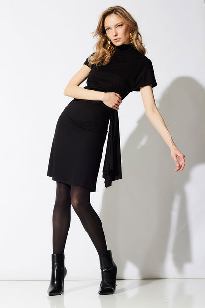 Natori Crepe Knit Cascade Dress
