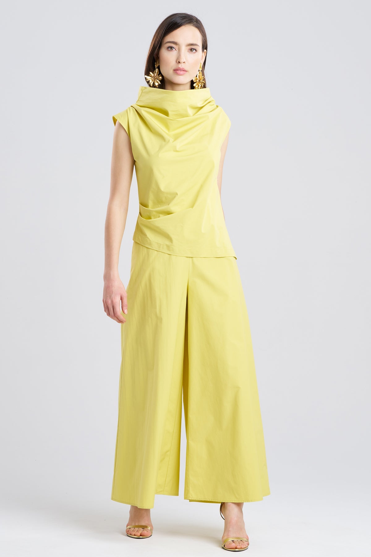 Natori Tech Cotton Taffeta Asymmetric Funnel Neck Top