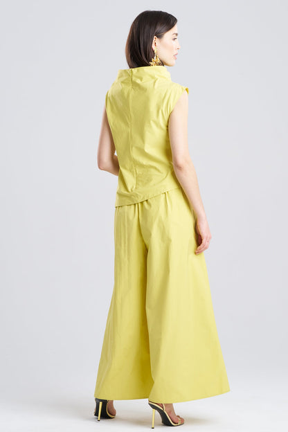 Natori Tech Cotton Taffeta Asymmetric Funnel Neck Top