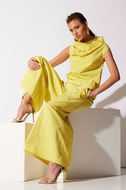 Natori Tech Cotton Taffeta Asymmetric Funnel Neck Top