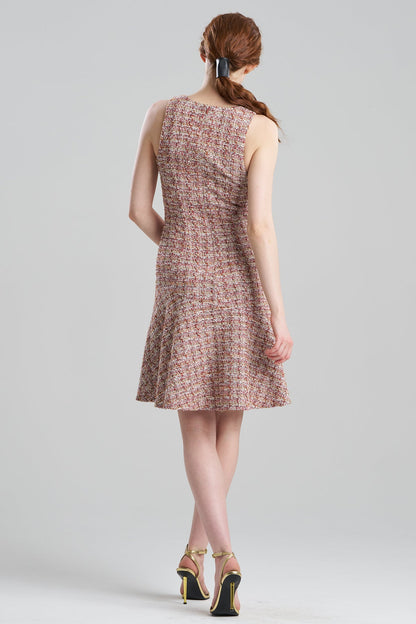 Natori Tweed Sleeveless Flounce Dress