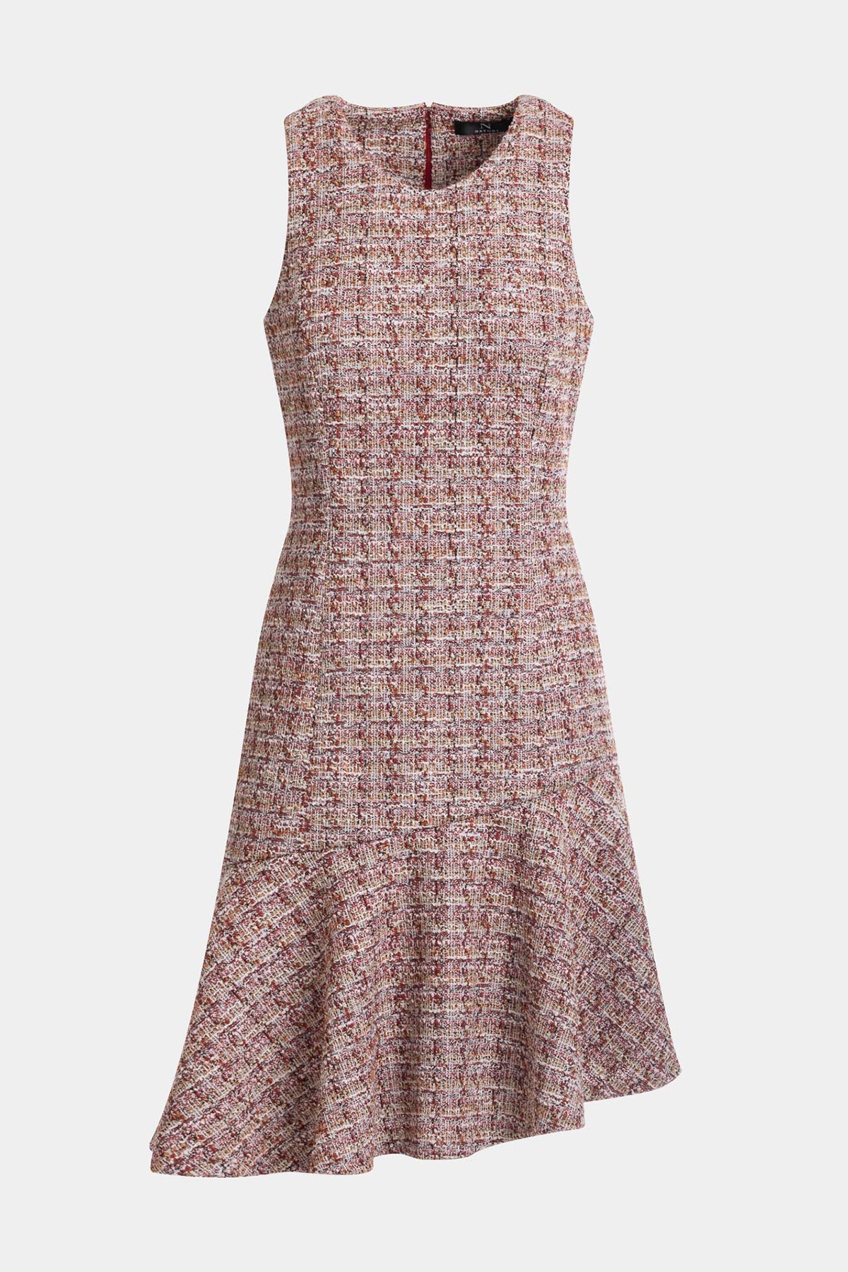 Natori Tweed Sleeveless Flounce Dress