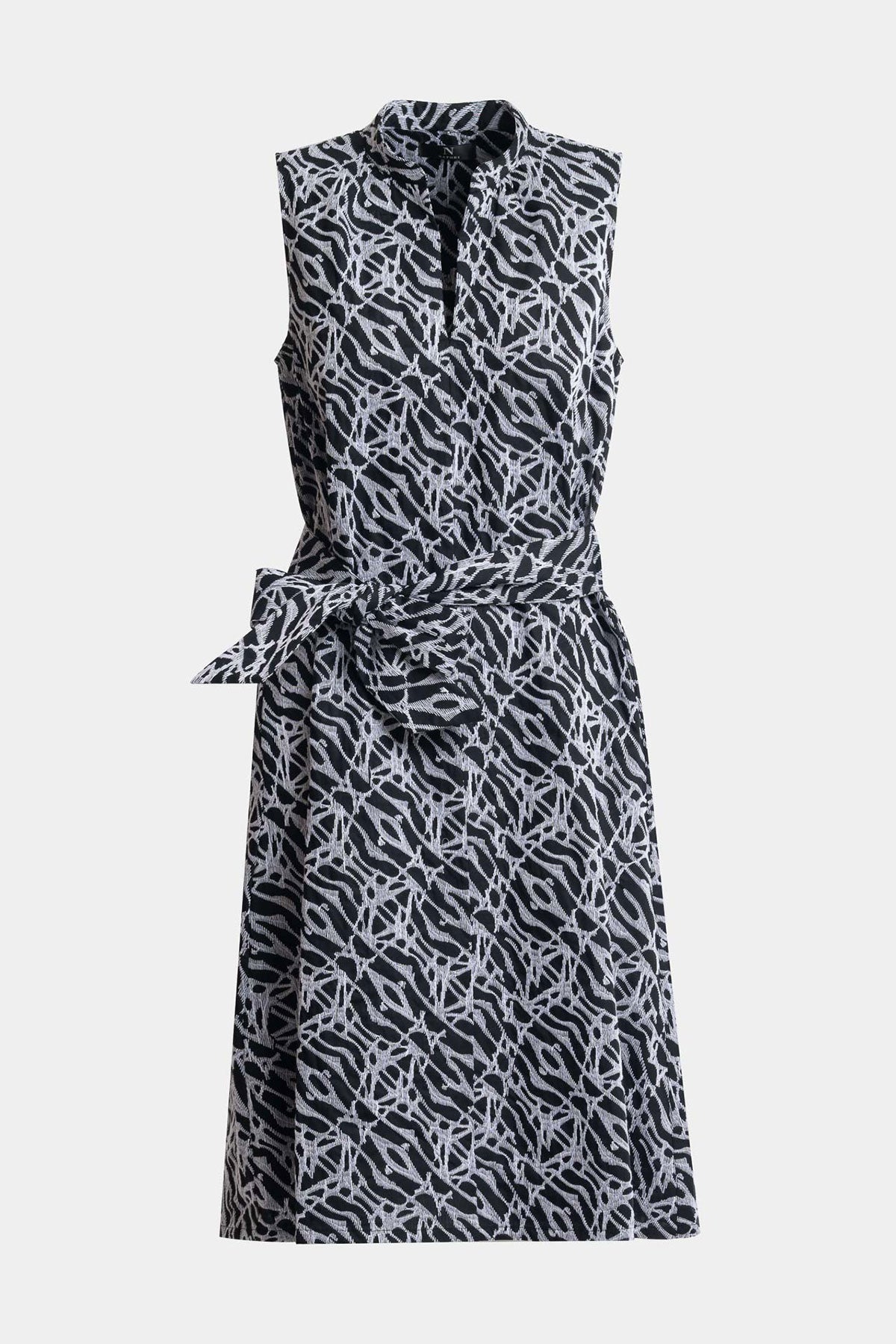 Natori Geo Embroidered Cotton Poplin Mandarin Dress