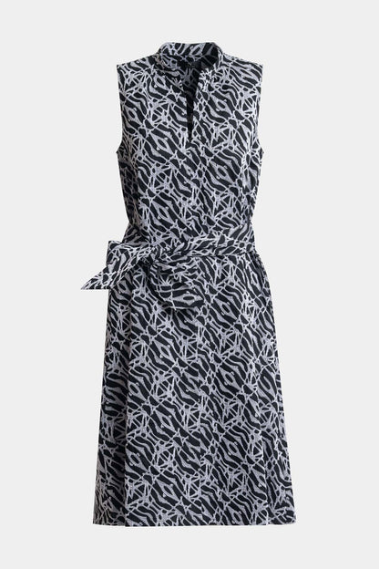 Natori Geo Embroidered Cotton Poplin Mandarin Dress