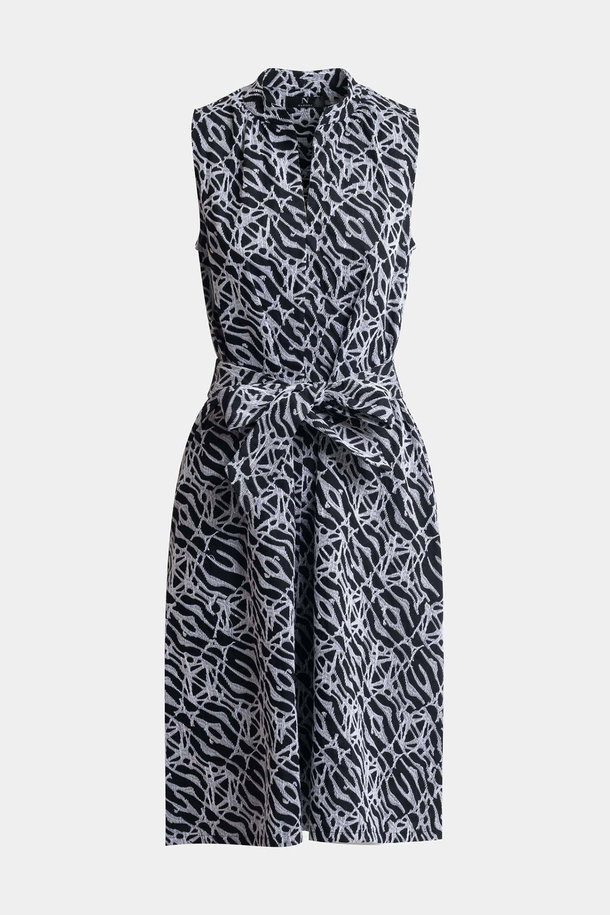 Natori Geo Embroidered Cotton Poplin Mandarin Dress