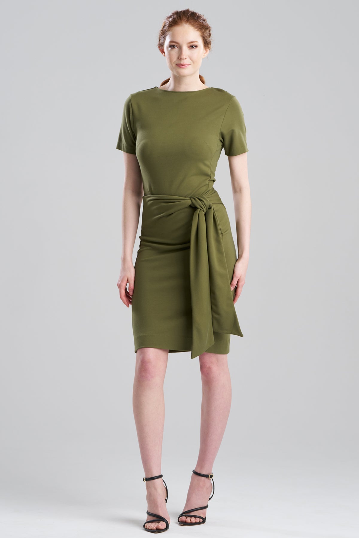 Natori Ponte Knit Front Tie Sheath Dress