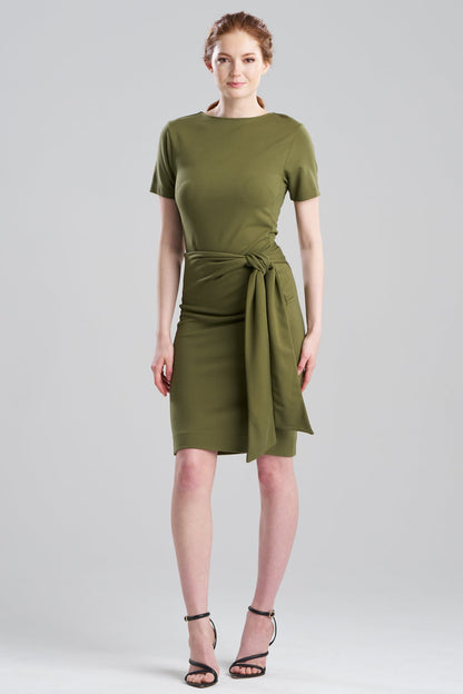 Natori Ponte Knit Front Tie Sheath Dress