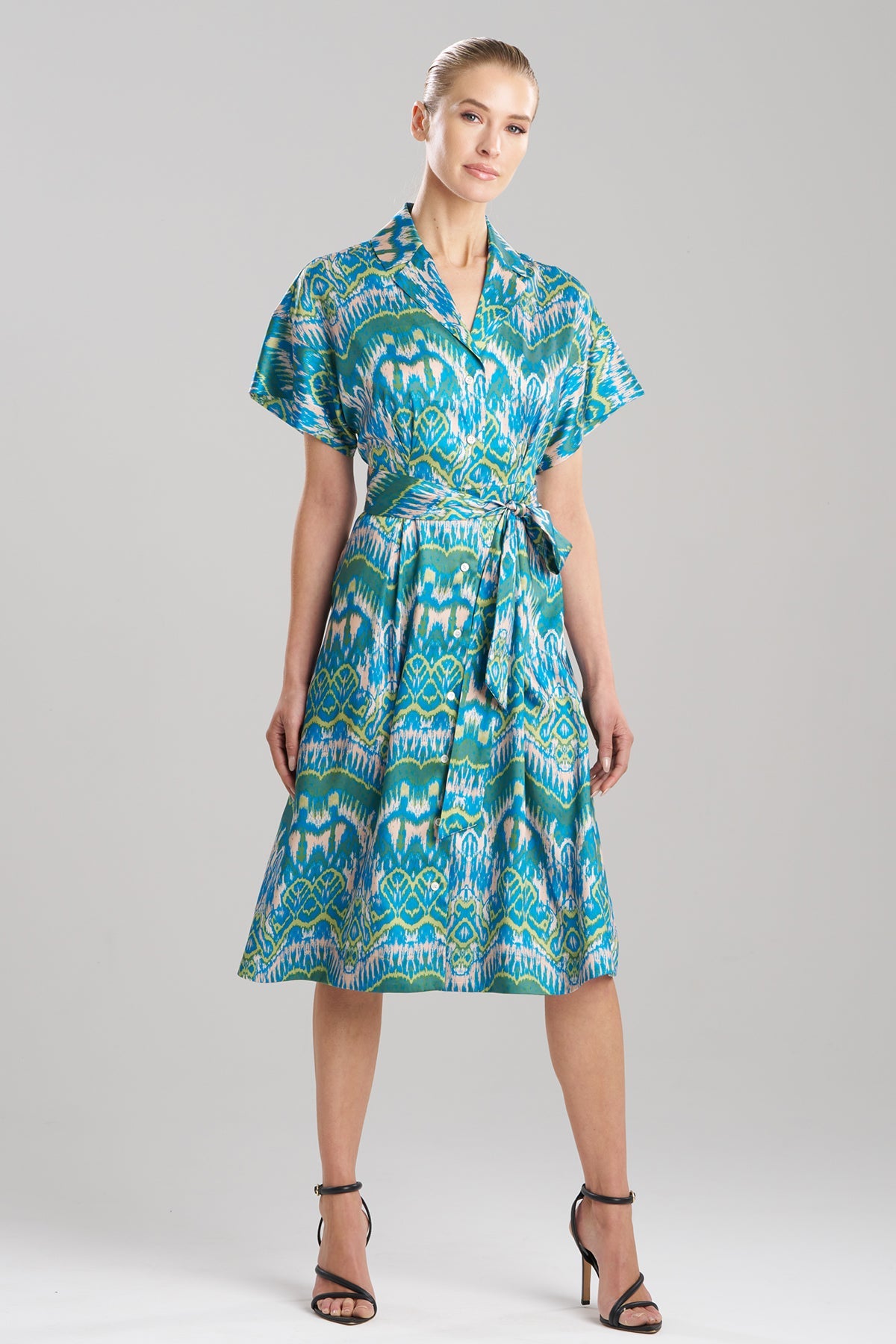 Natori Tau Ikat Silky Twill Shirtdress