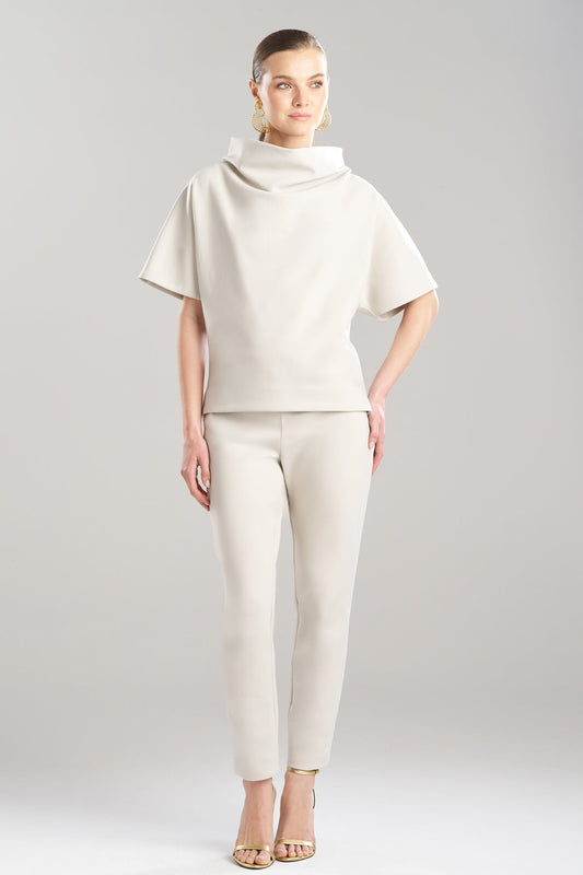 Natori Techno Crepe Funnel Neck High Low Top