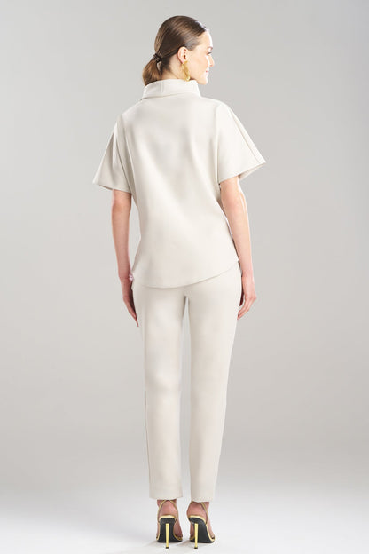 Natori Techno Crepe Funnel Neck High Low Top