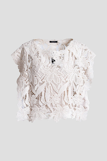 Natori Crochet Lace Cotton Square Top