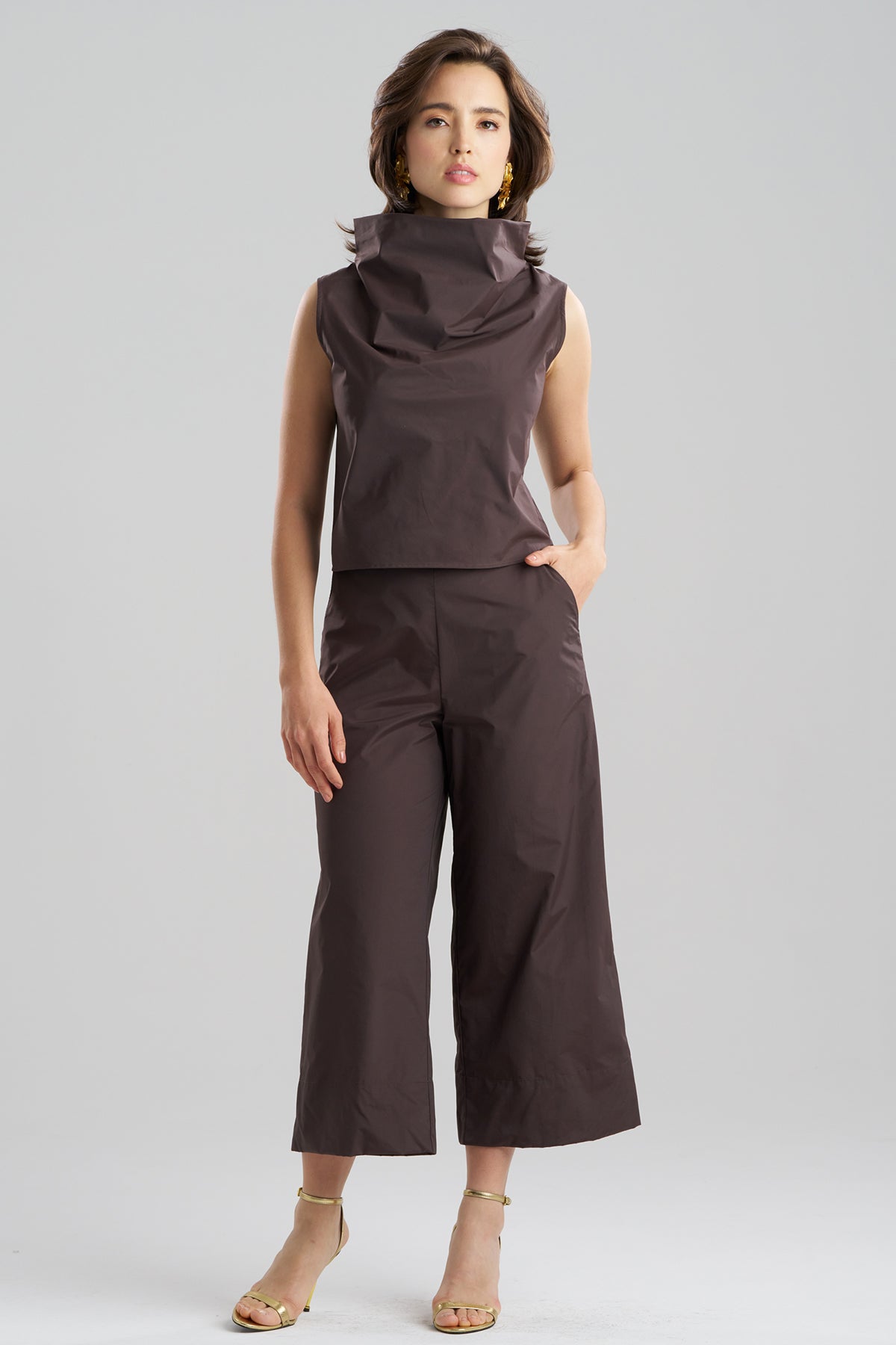 Natori Techno Poplin Cowl Top
