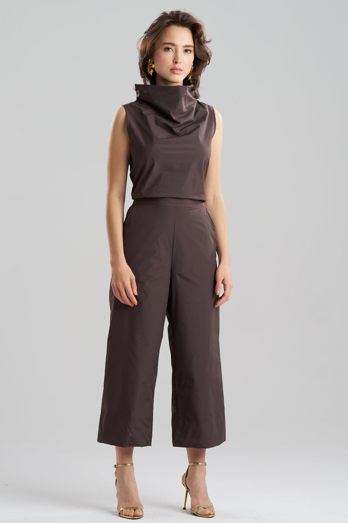 Natori Techno Poplin Cowl Top