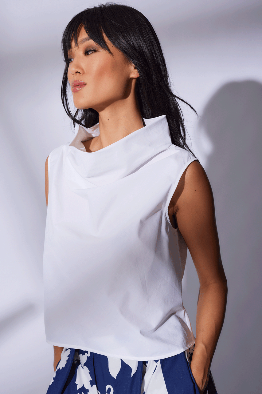 Natori Buy Techno Poplin Cowl Top in White Online