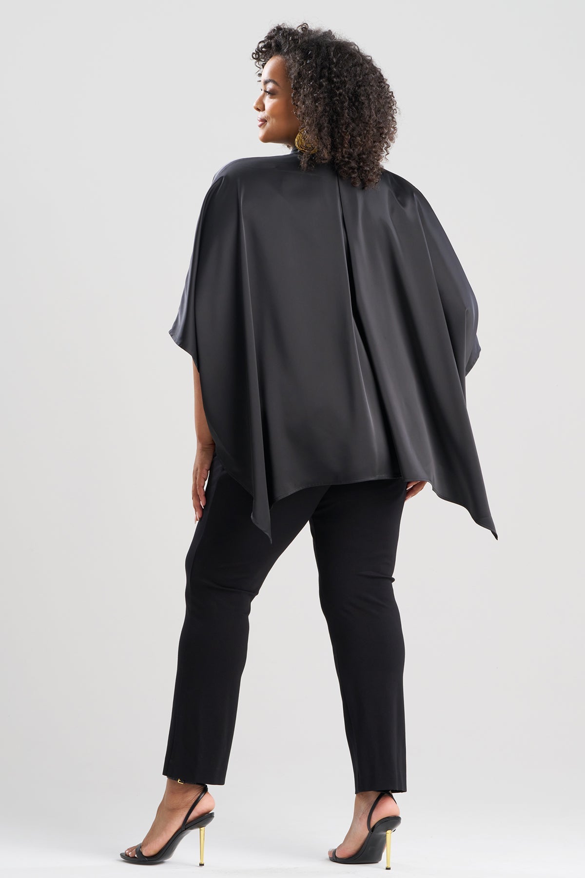 Natori Luxe Charmeuse Button Down Caftan Shirt
