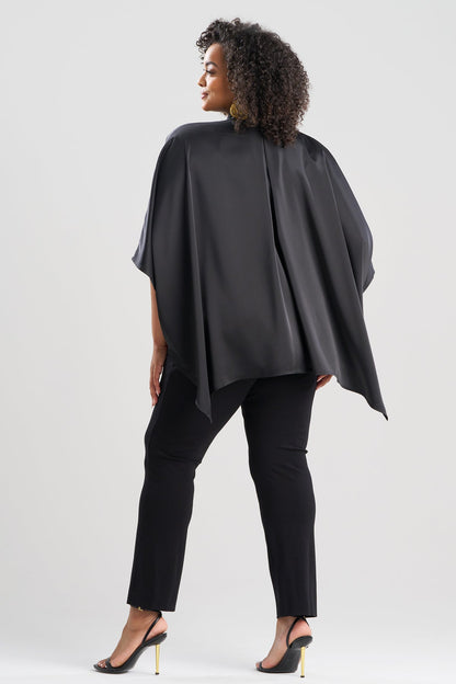 Natori Luxe Charmeuse Button Down Caftan Shirt