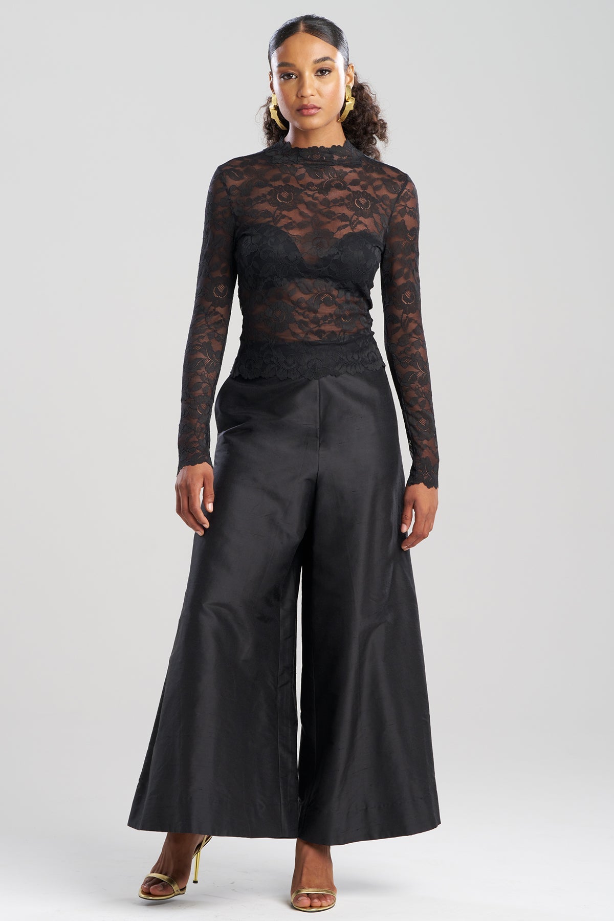 Natori Peony Allover Sheer Lace Top