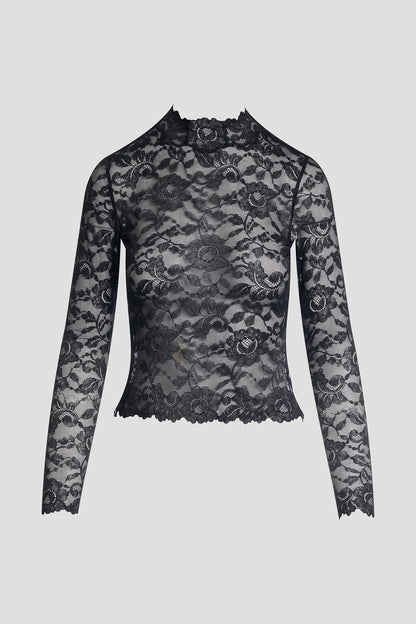 Natori Peony Allover Sheer Lace Top