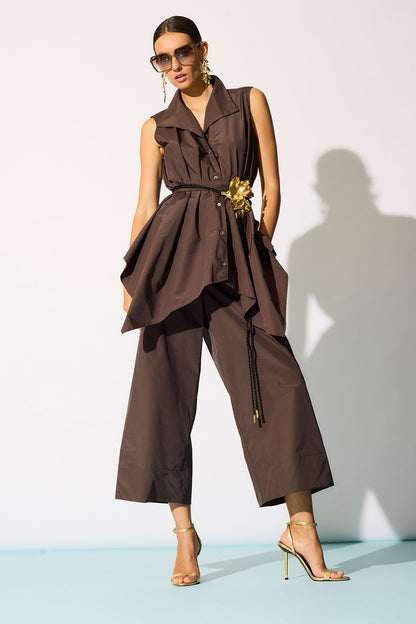 Natori Techno Poplin Sleeveless Handkerchief Hem Shirt