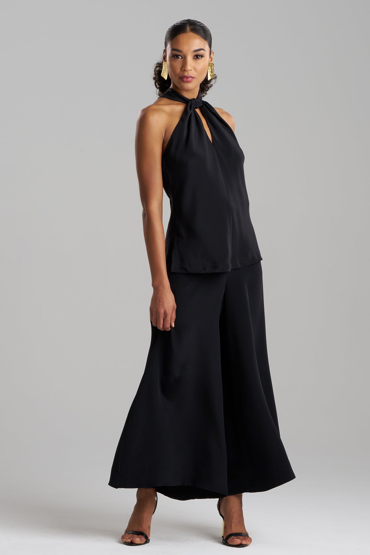 Natori Couture Silk Crepe Fringe Halter Top