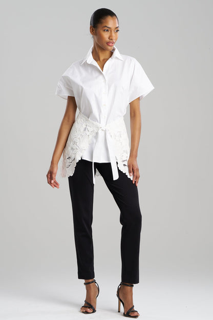 Natori Kumo Embroidery Applique Kimono Wrap Shirt