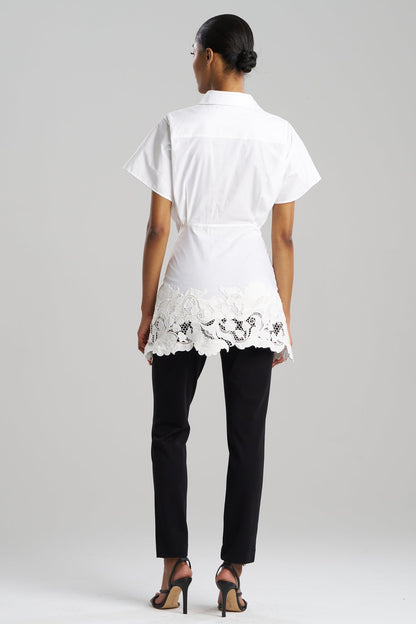 Natori Kumo Embroidery Applique Kimono Wrap Shirt