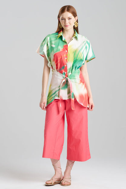 Natori Usami Cotton Kimono Wrap Shirt