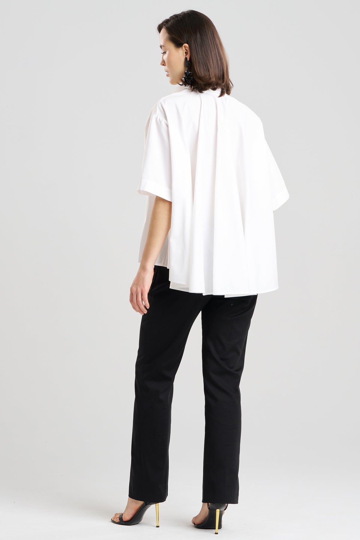 Natori Cotton Poplin Short Sleeve Trapeze Shirt