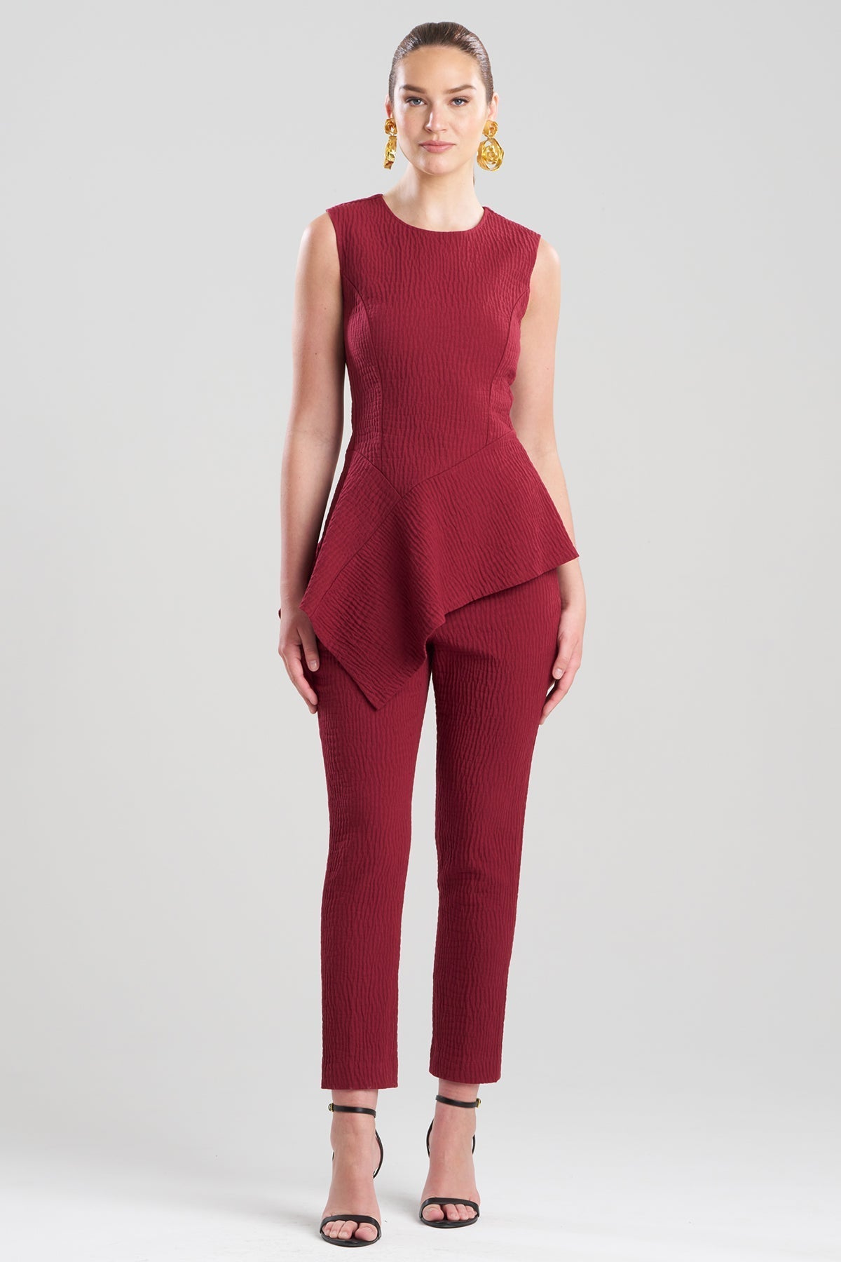 Natori Textured Cotton Jacquard Asymmetric Top
