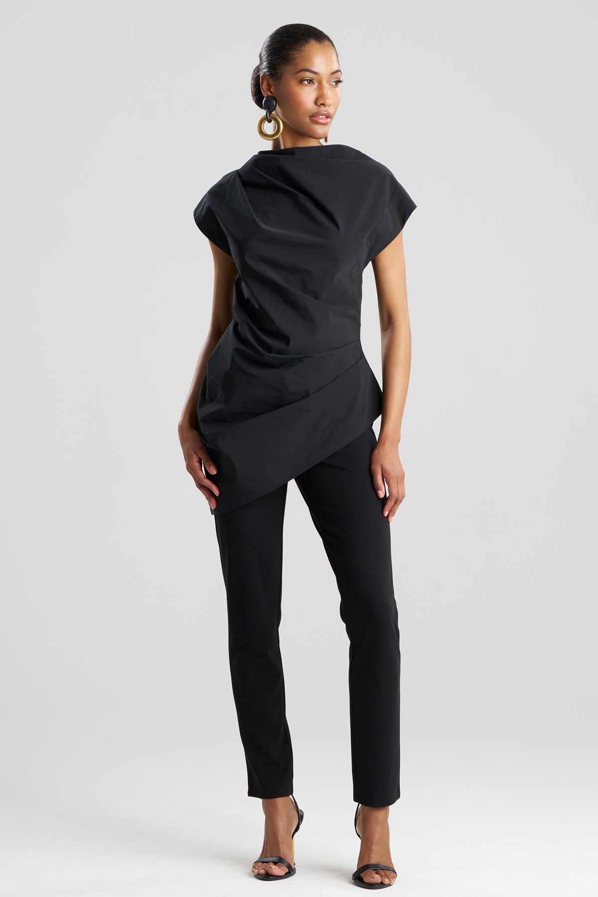 Natori Taffeta Asymmetric Drape Top