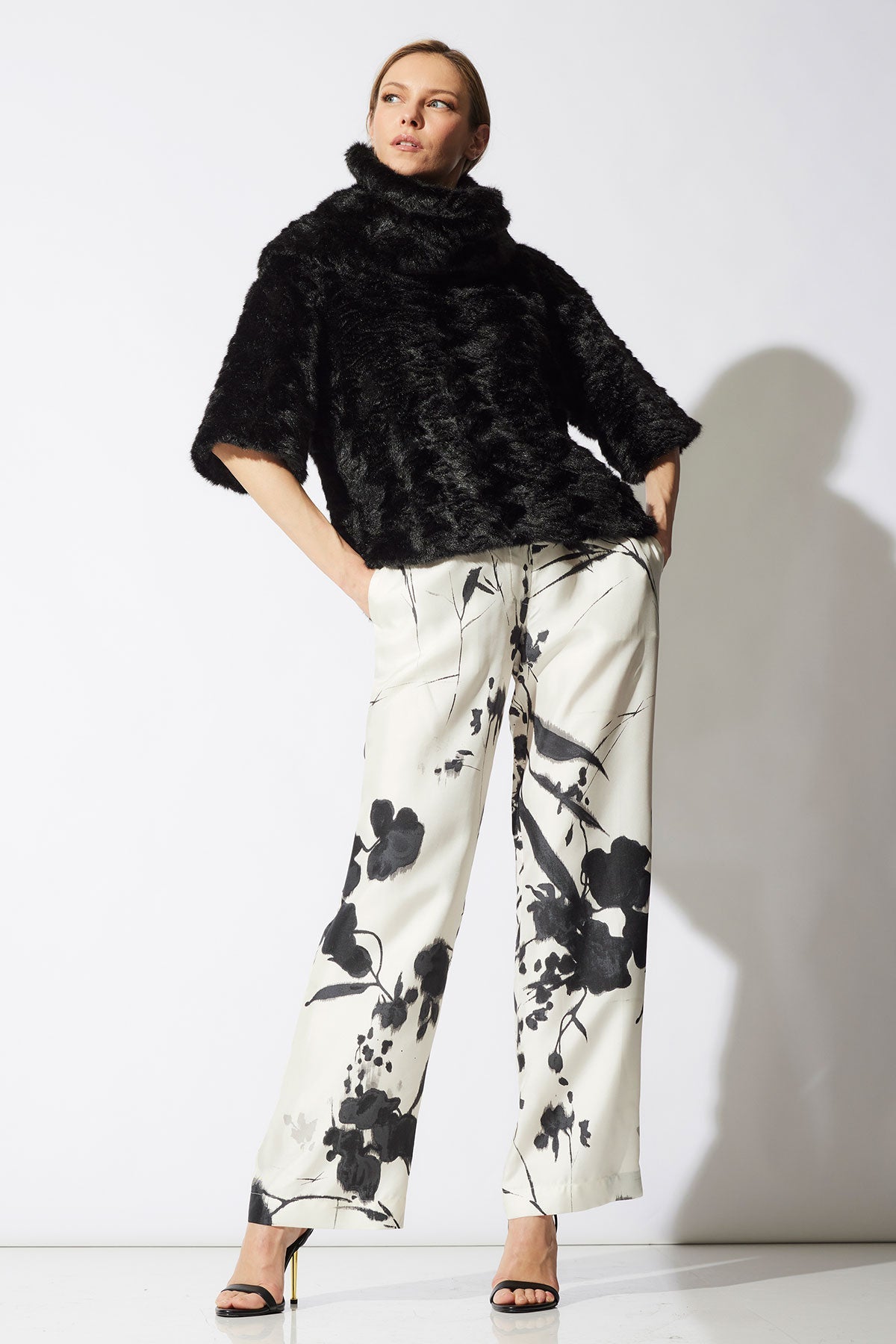Natori Astrakhan Faux Fur T-Shirt Top