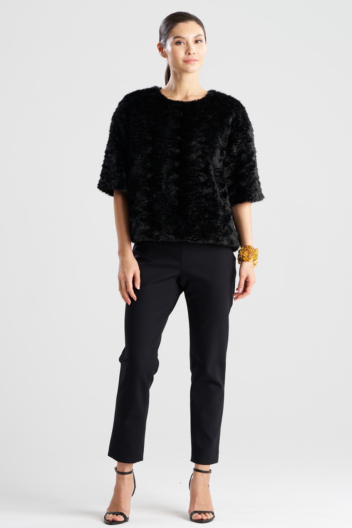 Natori Astrakhan Faux Fur T-Shirt Top