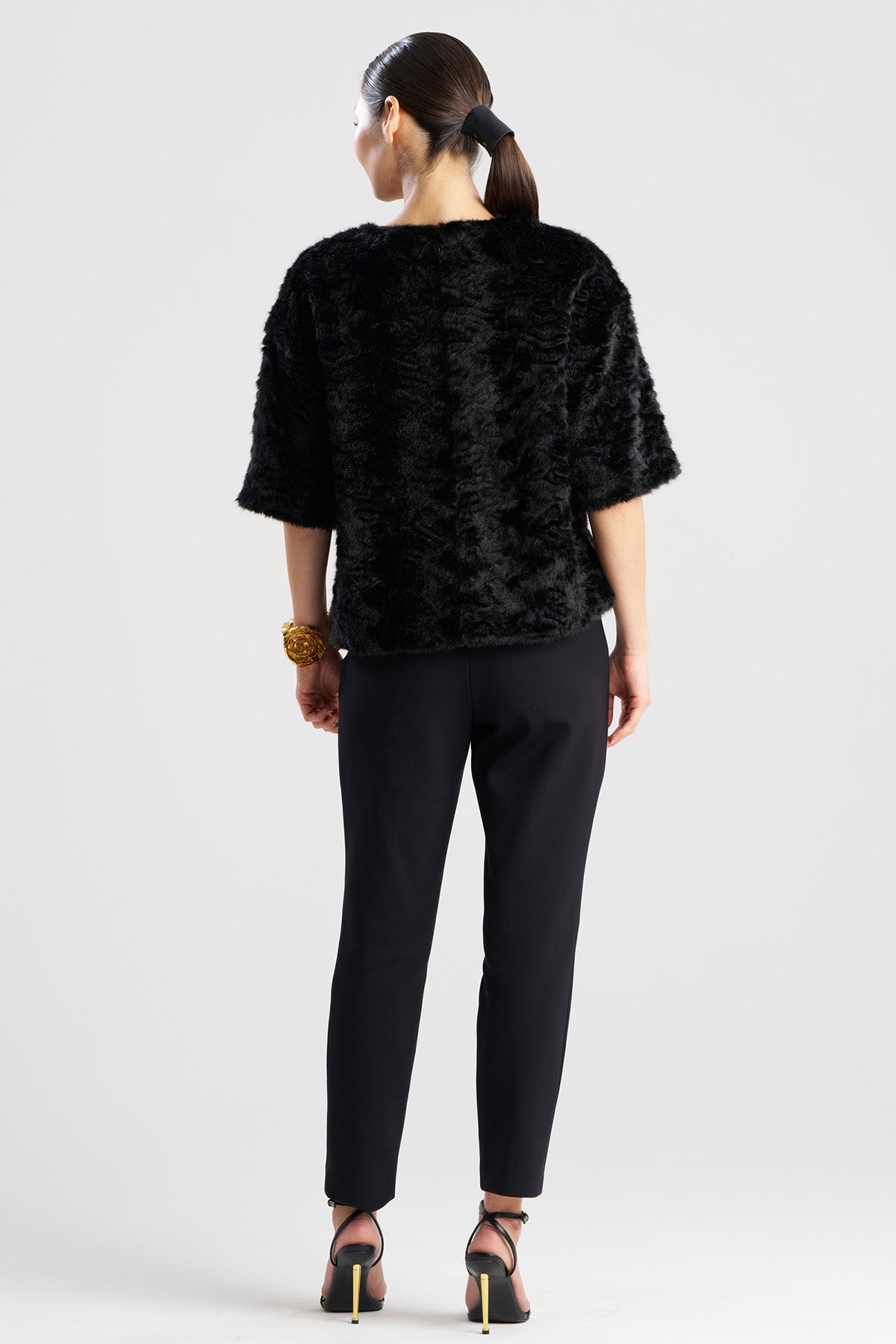 Natori Astrakhan Faux Fur T-Shirt Top